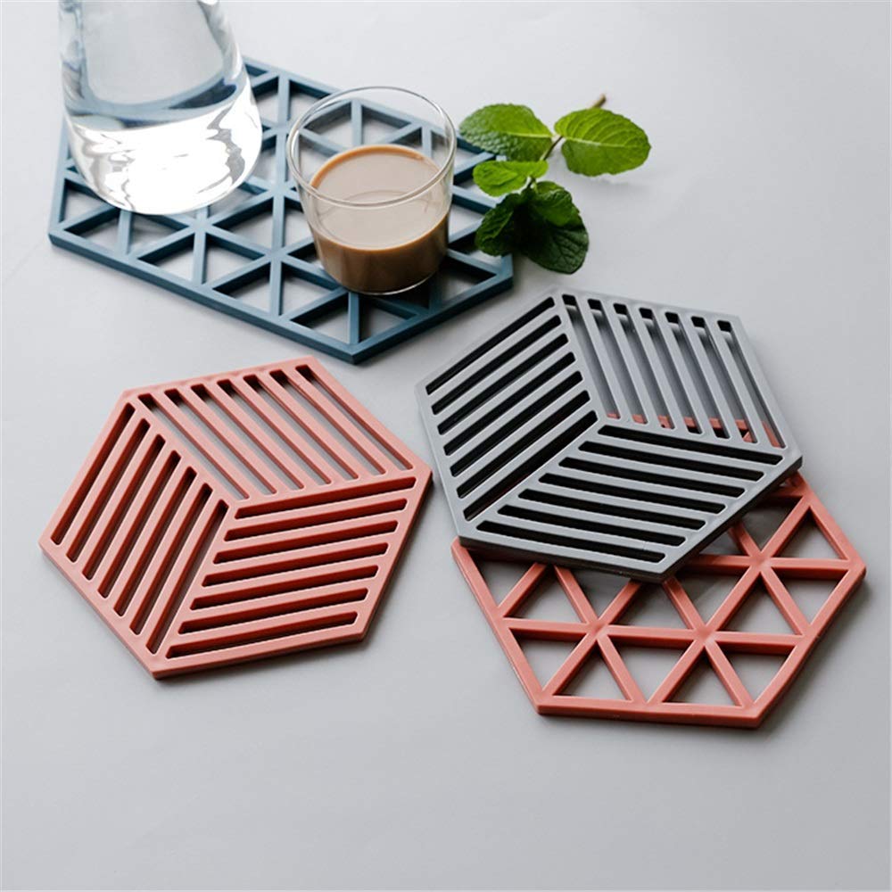 Pepplo Trivet Mats,4 Pack Silicone Table Mats Heat Resistant Hot Pans Non-Slip Pot Holders Placemat For Bowl Dishes Kitchen Cook